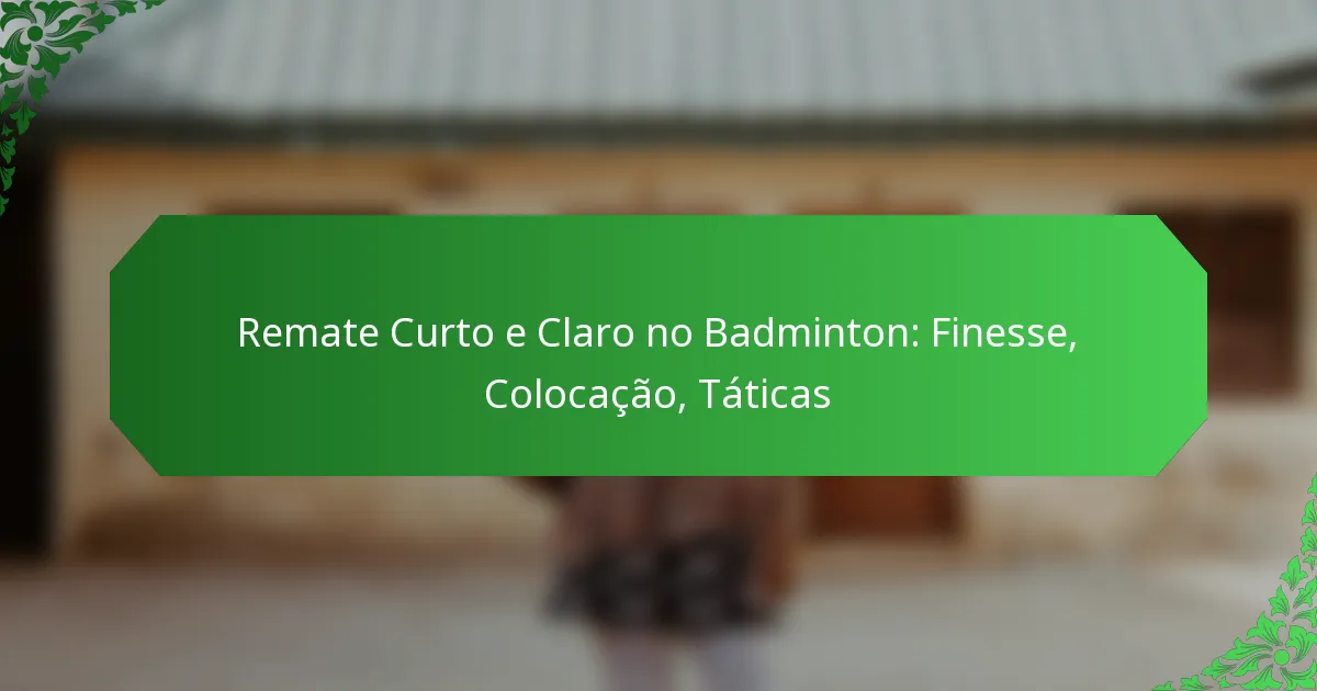 Remate Curto e Claro no Badminton: Finesse, Colocação, Táticas