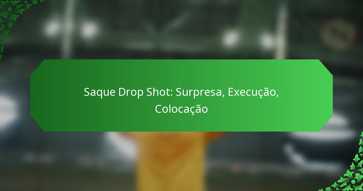 Saque Drop Shot: Surpresa, Execução, Colocação